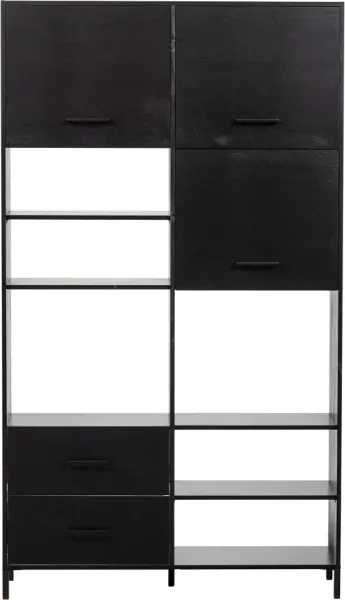Aiko, Highboard, svart, H194x35x110 cm, furu